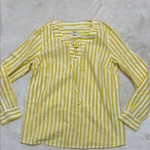 Style & Co. Yellow and White Striped Blouse M